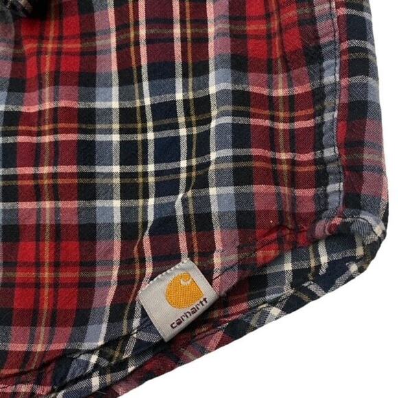 Carhartt Shirt Mens XL Red Plaid Oxford Relaxed Fit Button Up Long Sleeve Twill - Picture 5 of 11